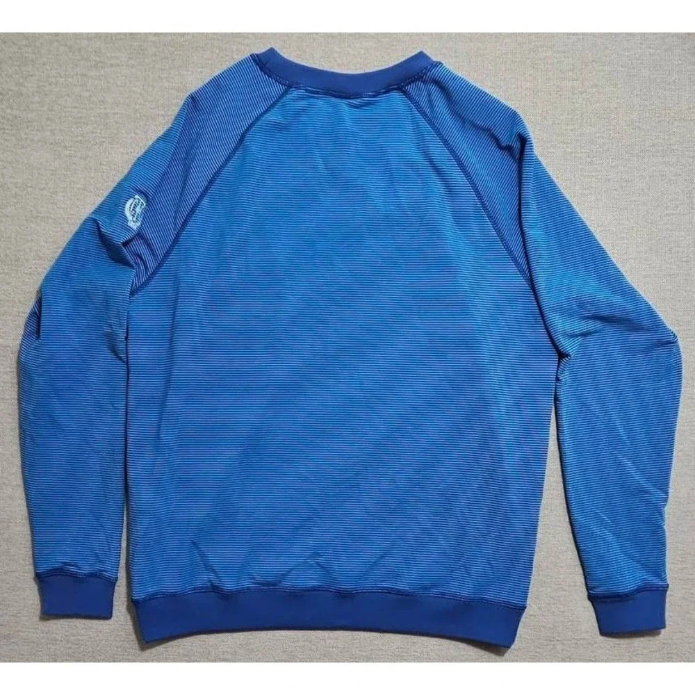 FootJoy Mens Blue Micro‎ Stripe Performance Pullover Crew Neck Sweatshirt Large